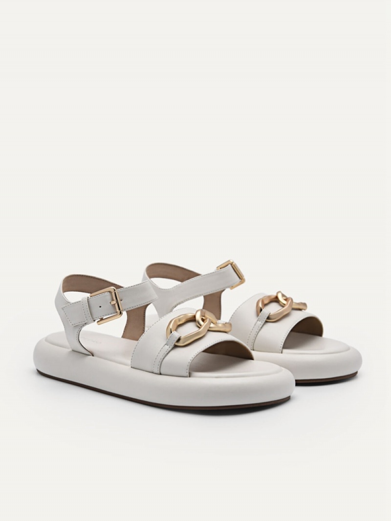 White Women's Pedro Amy Ankle Strap Sandals | CFJLKX-716