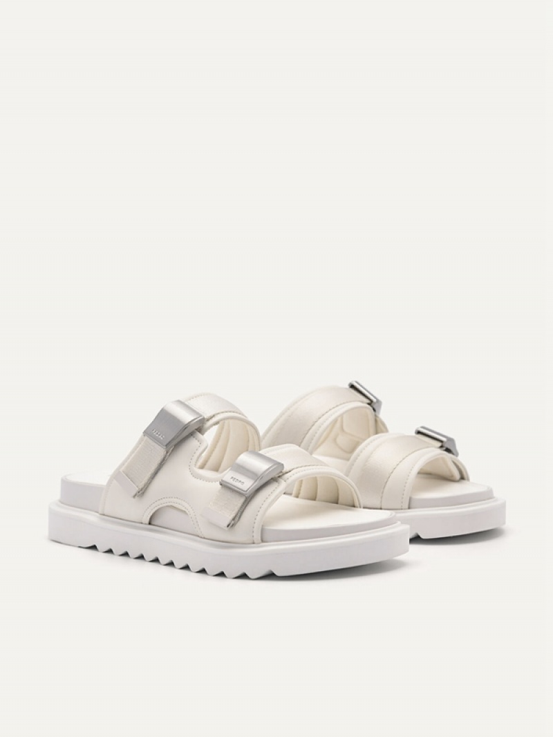 White Women's Pedro Aryna Double Strap Sandals | UCIBNZ-481