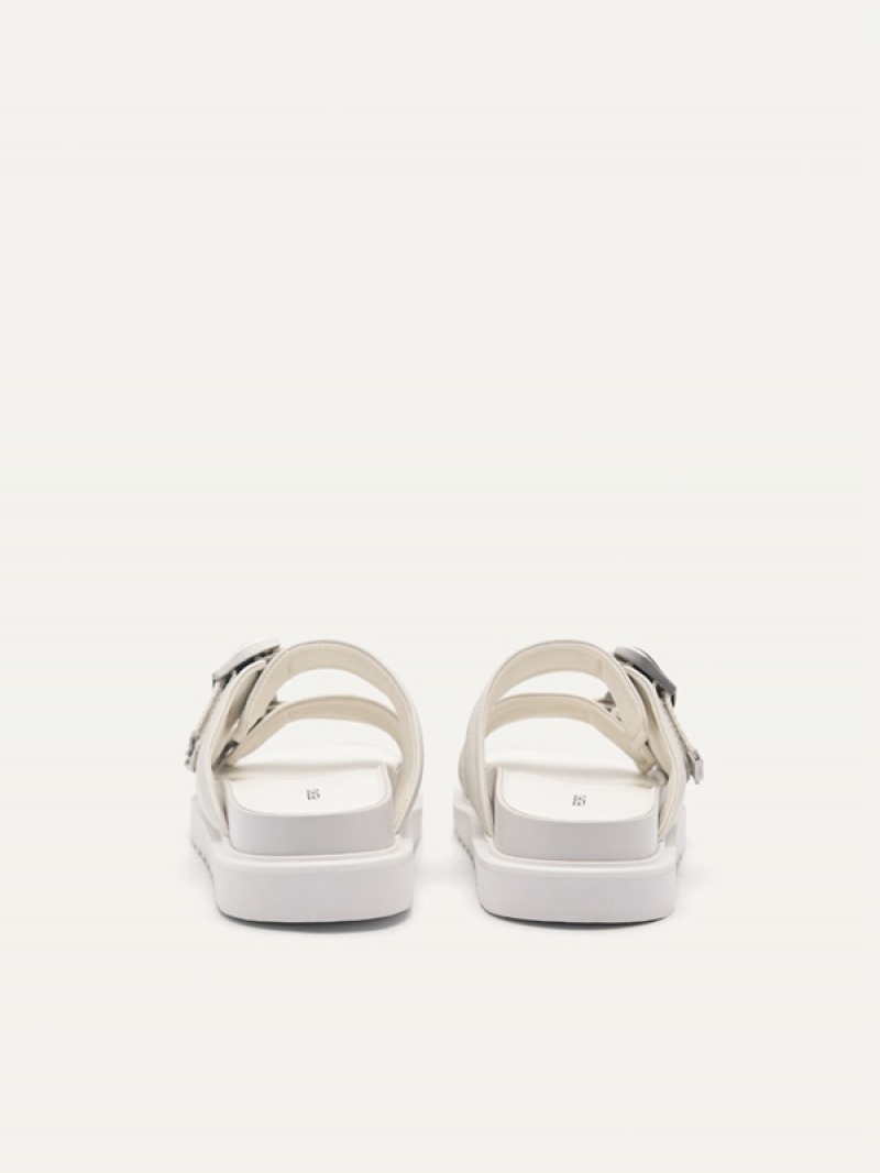 White Women's Pedro Aryna Double Strap Sandals | UCIBNZ-481