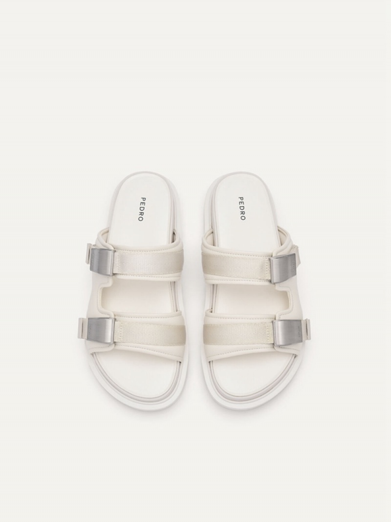 White Women's Pedro Aryna Double Strap Sandals | UCIBNZ-481