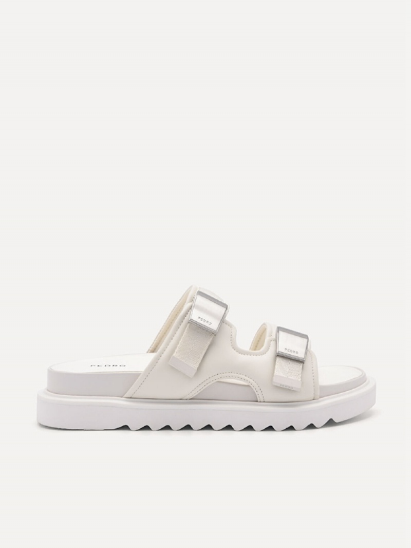 White Women\'s Pedro Aryna Double Strap Sandals | UCIBNZ-481