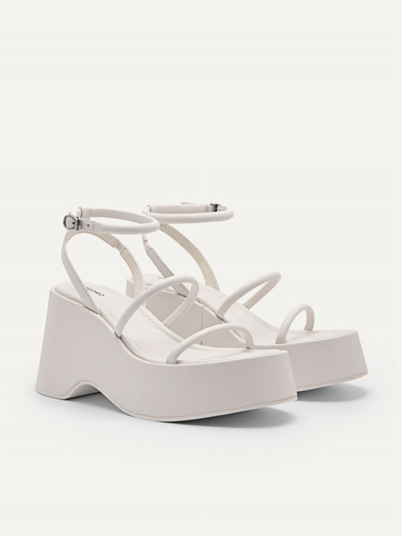 White Women's Pedro Aryna Platform Sandals | QMAEFX-830