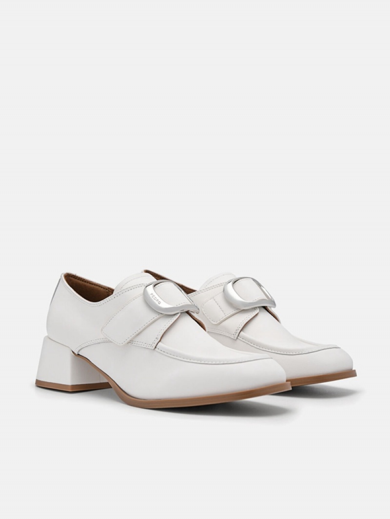 White Women's Pedro Eden Leather Heel Heels | BLMCXQ-491