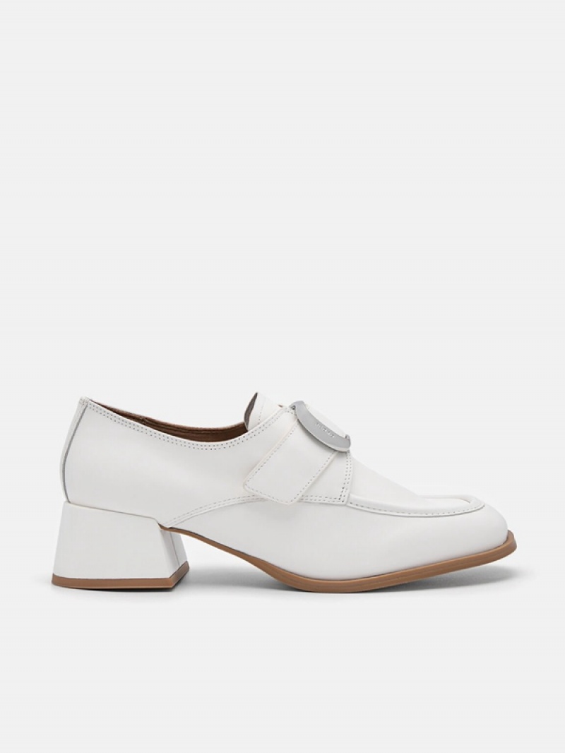 White Women\'s Pedro Eden Leather Heel Heels | BLMCXQ-491