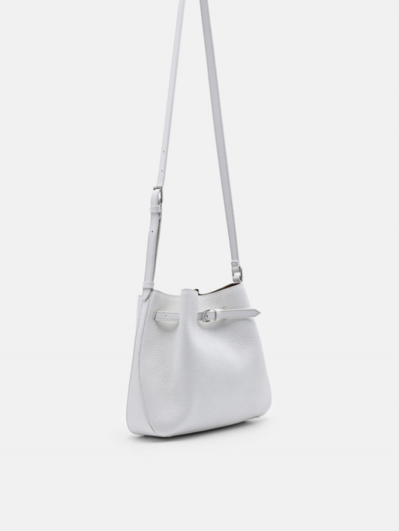 White Women's Pedro Helix Leather Bucket Bags | VFJEDN-971