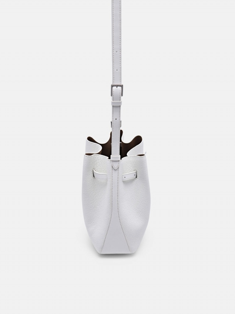 White Women's Pedro Helix Leather Bucket Bags | VFJEDN-971