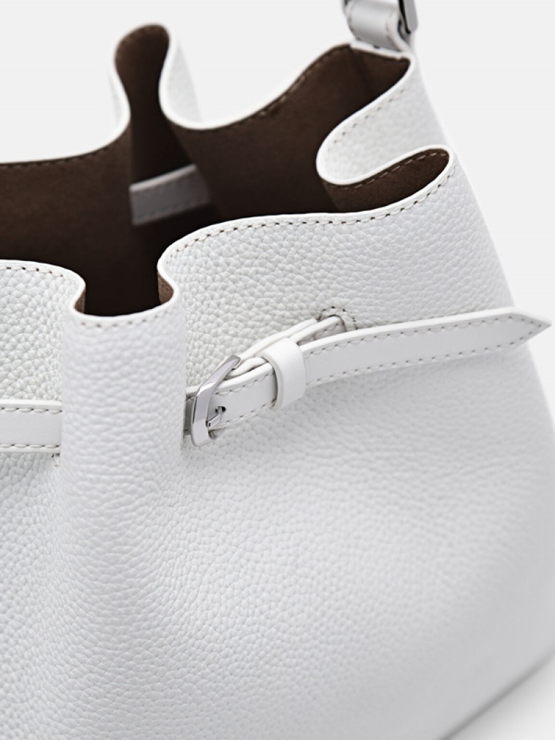 White Women's Pedro Helix Leather Bucket Bags | VFJEDN-971