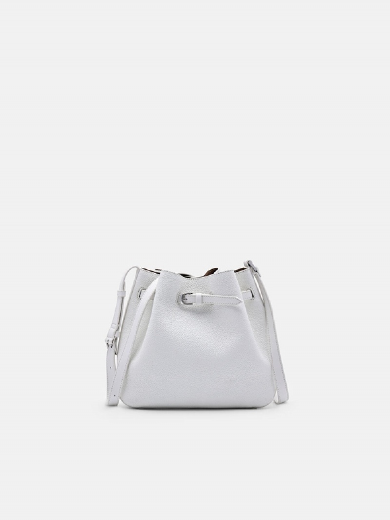 White Women\'s Pedro Helix Leather Bucket Bags | VFJEDN-971