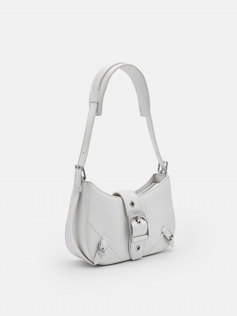 White Women's Pedro Helix Leather Shoulder Bags | AXESCL-190