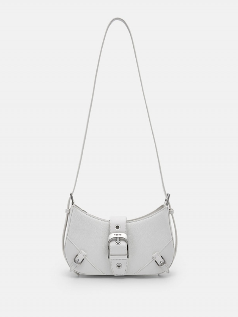 White Women's Pedro Helix Leather Shoulder Bags | AXESCL-190