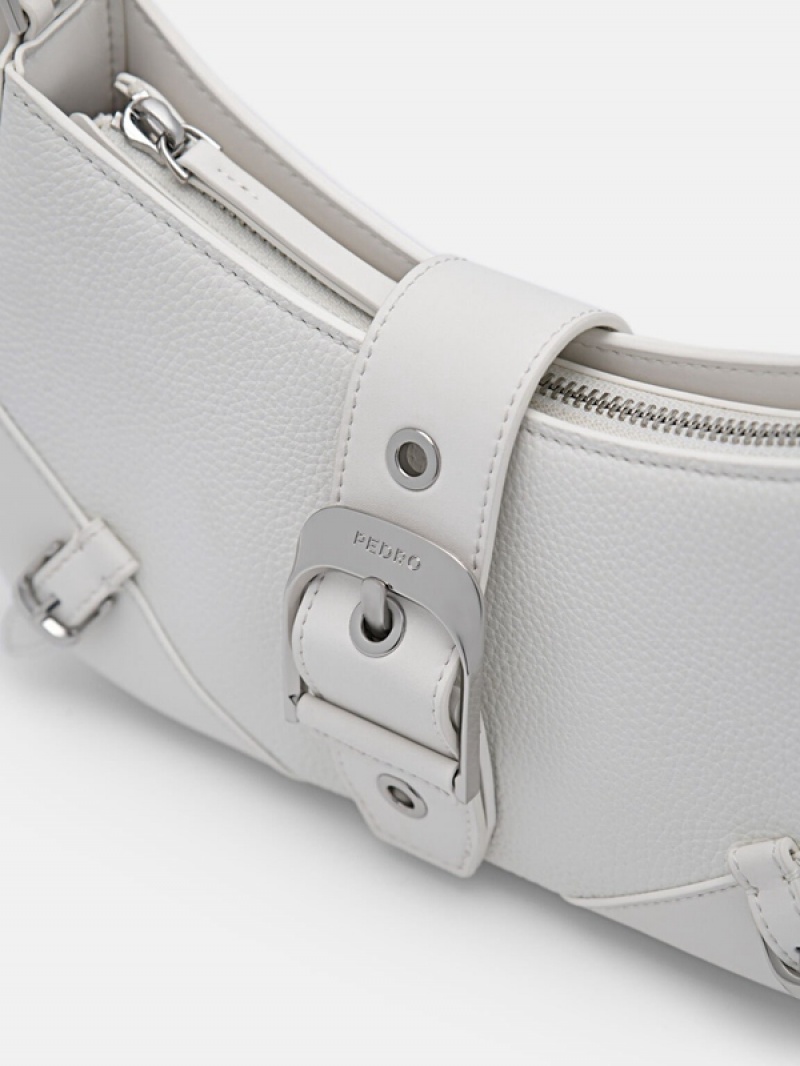 White Women's Pedro Helix Leather Shoulder Bags | AXESCL-190