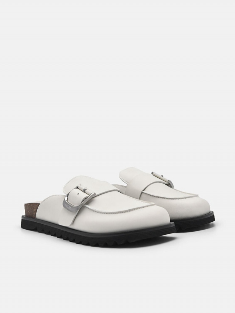 White Women's Pedro Helix Mules | BRMNPL-964