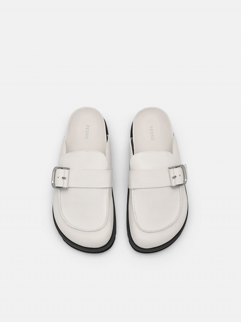 White Women's Pedro Helix Mules | BRMNPL-964