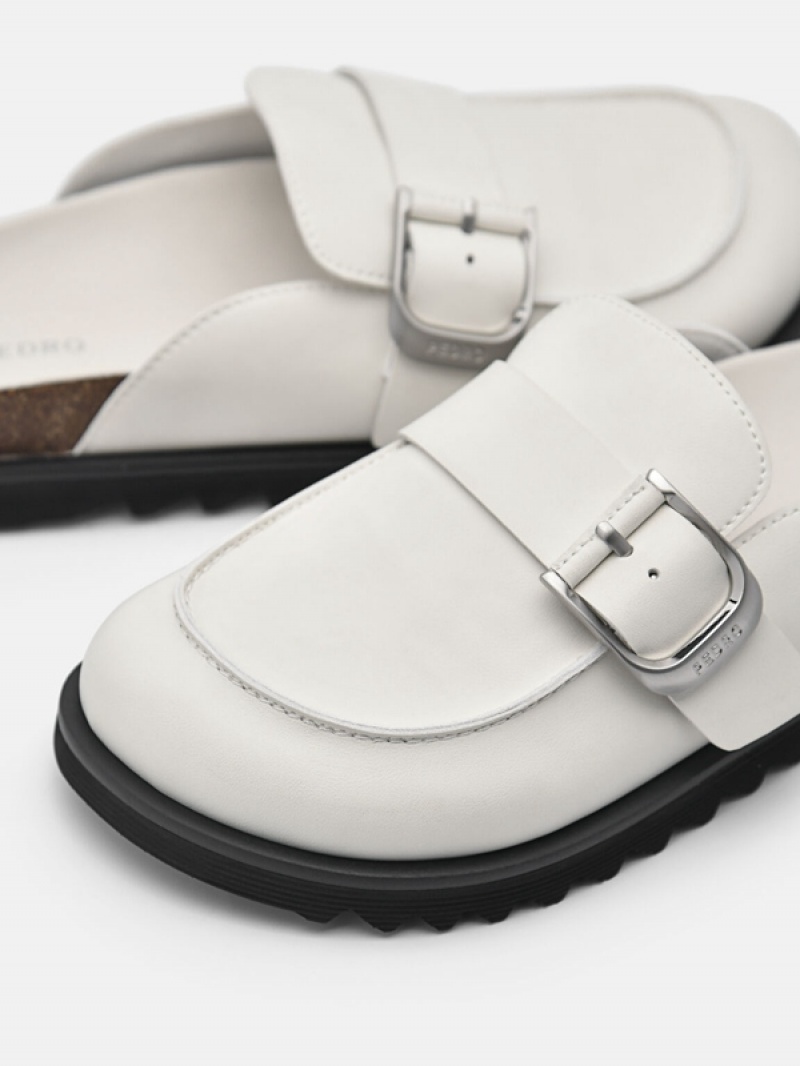 White Women's Pedro Helix Mules | BRMNPL-964