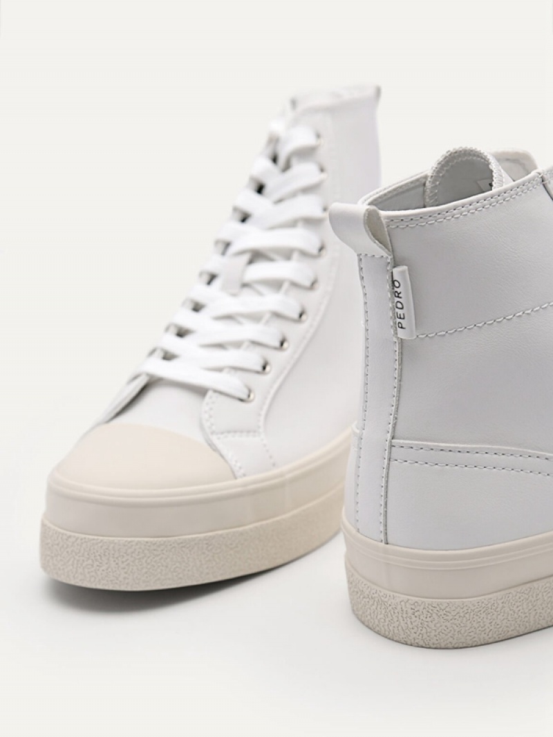 White Women's Pedro High Top Sneakers | EBMDRN-576