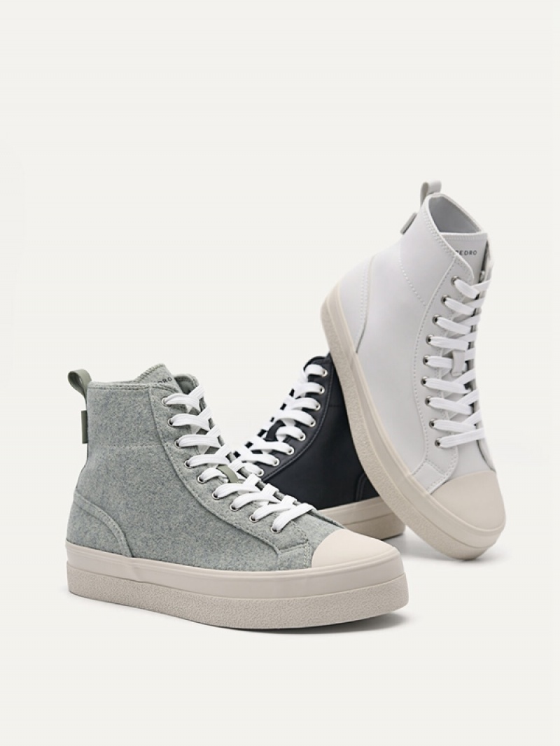 White Women's Pedro High Top Sneakers | EBMDRN-576