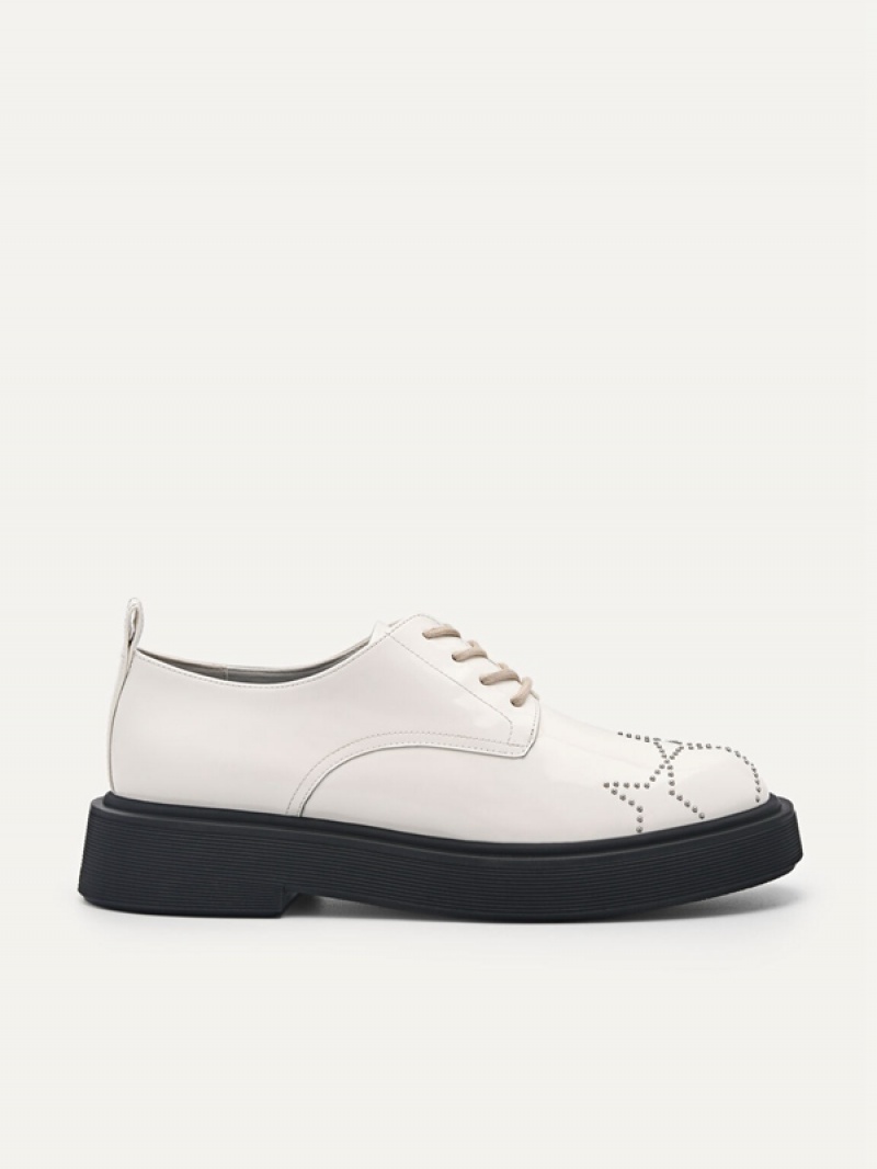 White Women\'s Pedro Maisie Leather Derby Shoes | NYUKPC-426