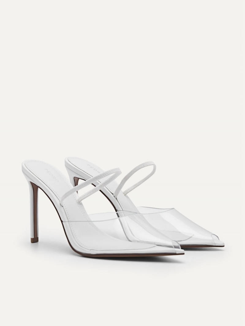 White Women's Pedro Megan See-Through Slingback Pumps | PYBCLZ-865