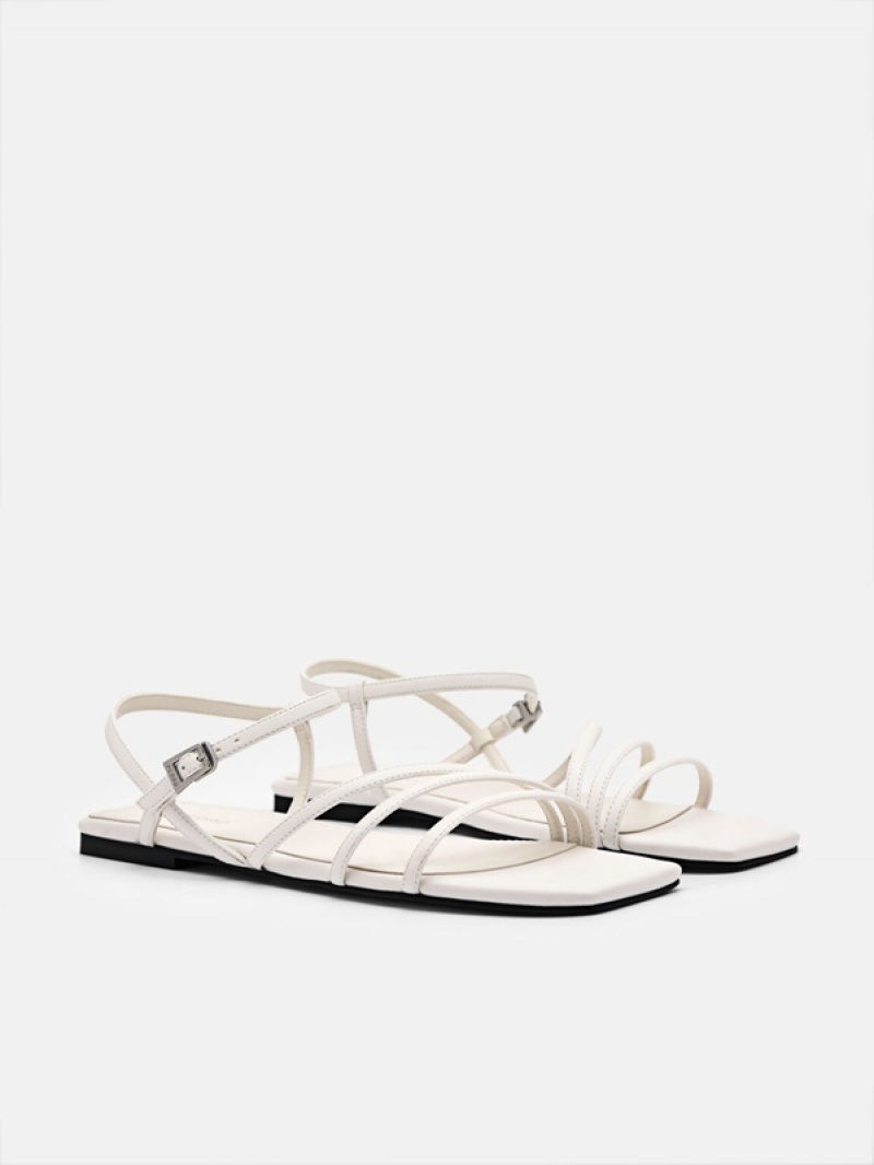 White Women's Pedro Peggy Ankle Strap Sandals | YTNKVX-064