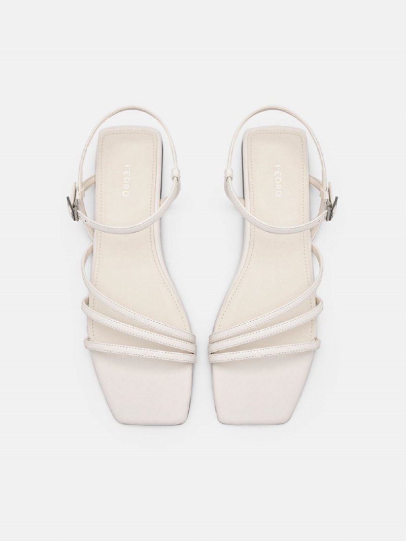 White Women's Pedro Peggy Ankle Strap Sandals | YTNKVX-064