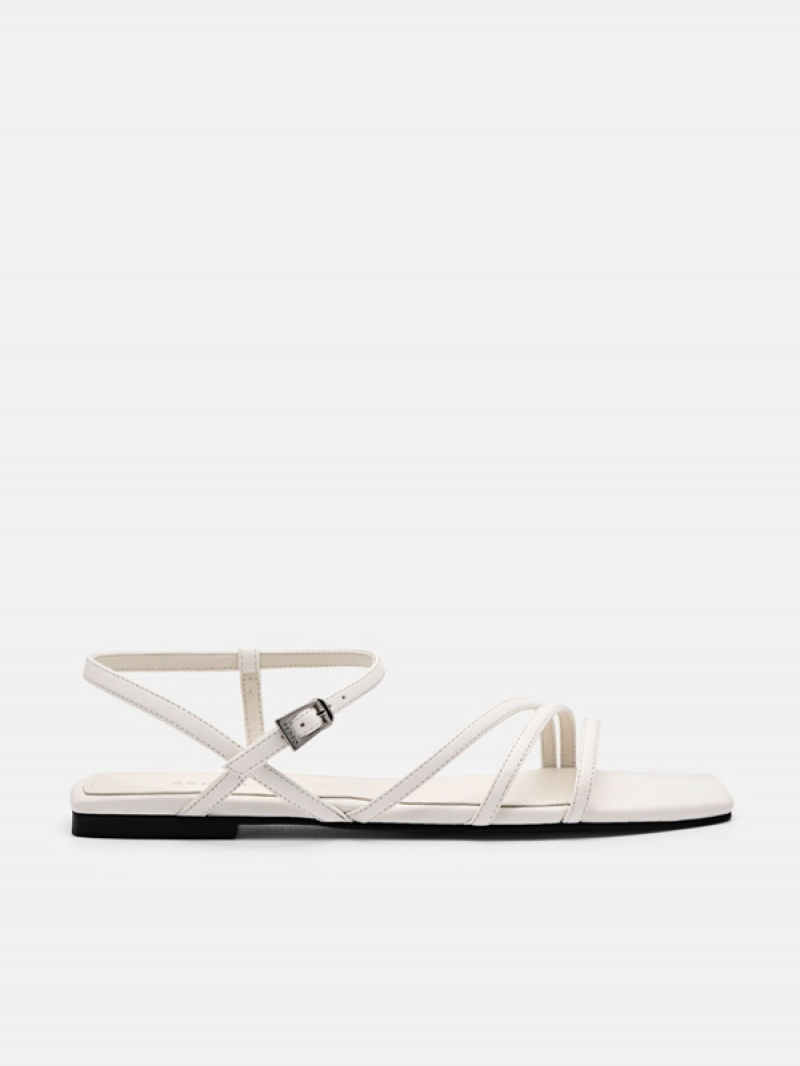 White Women\'s Pedro Peggy Ankle Strap Sandals | YTNKVX-064