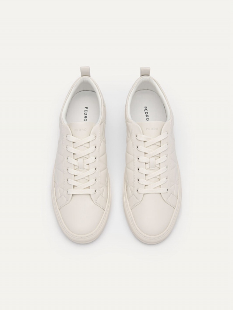 White Women's Pedro Pixel Ridge Court Sneakers | JVLCYI-463