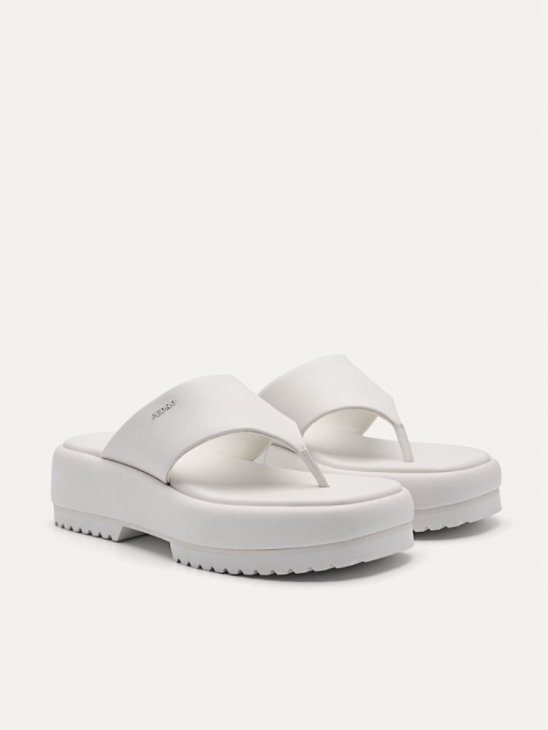 White Women's Pedro Platform Sandals | BTGJWL-218