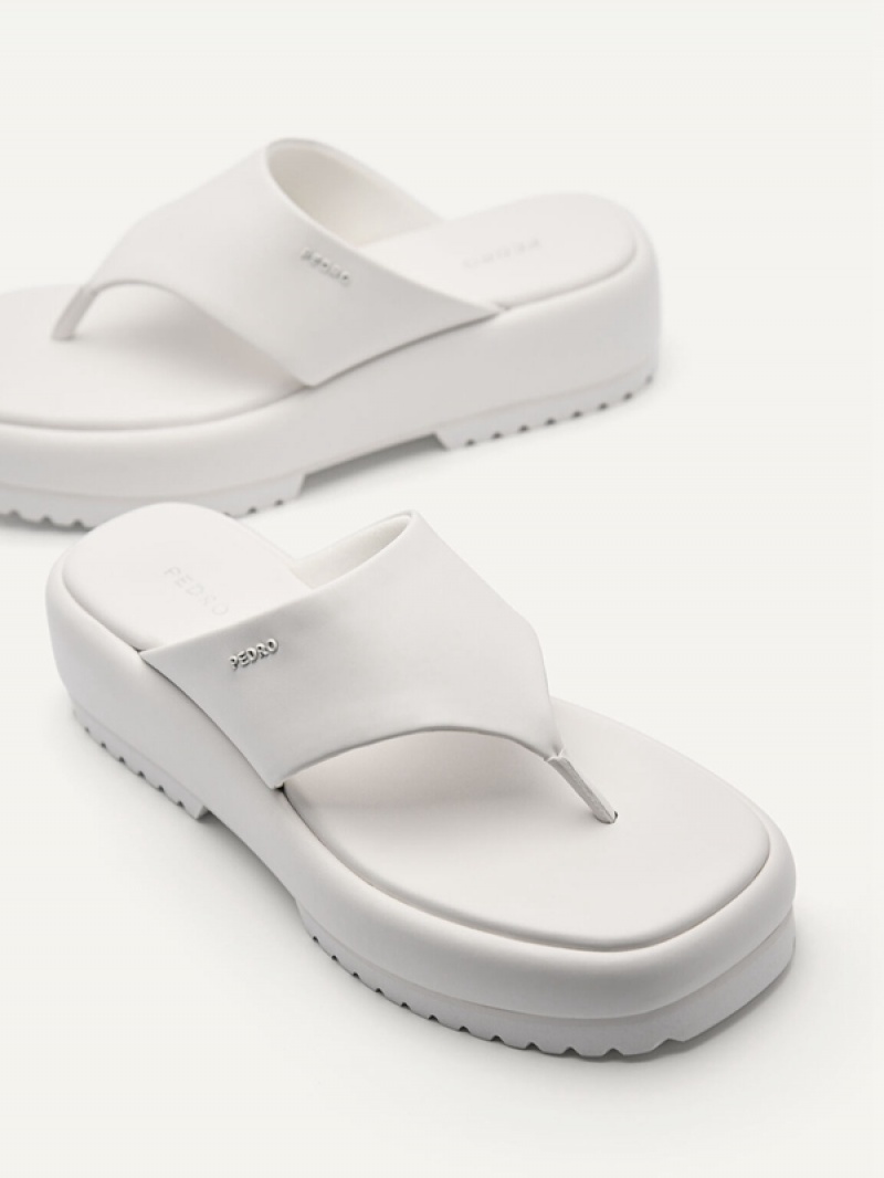 White Women's Pedro Platform Sandals | BTGJWL-218