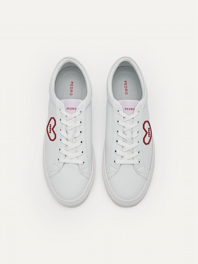 White Women's Pedro Ridge Court Sneakers | FAGYBD-098