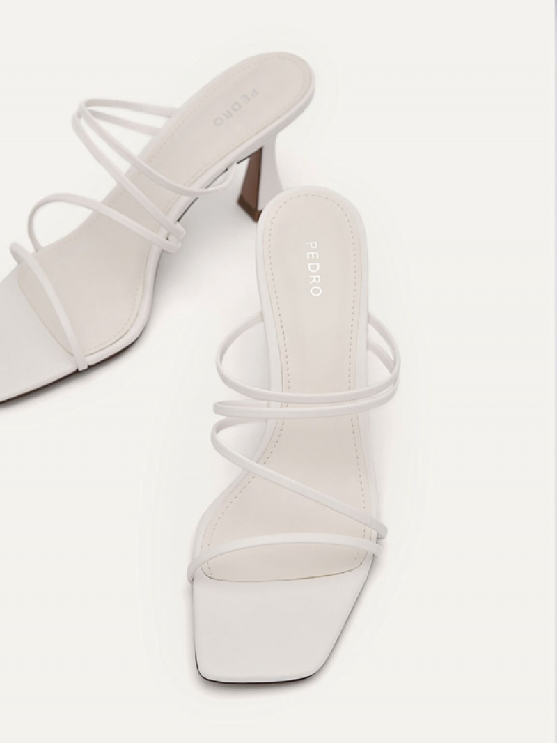 White Women's Pedro Strappy - White Heels Sandals | ZFSCPR-164