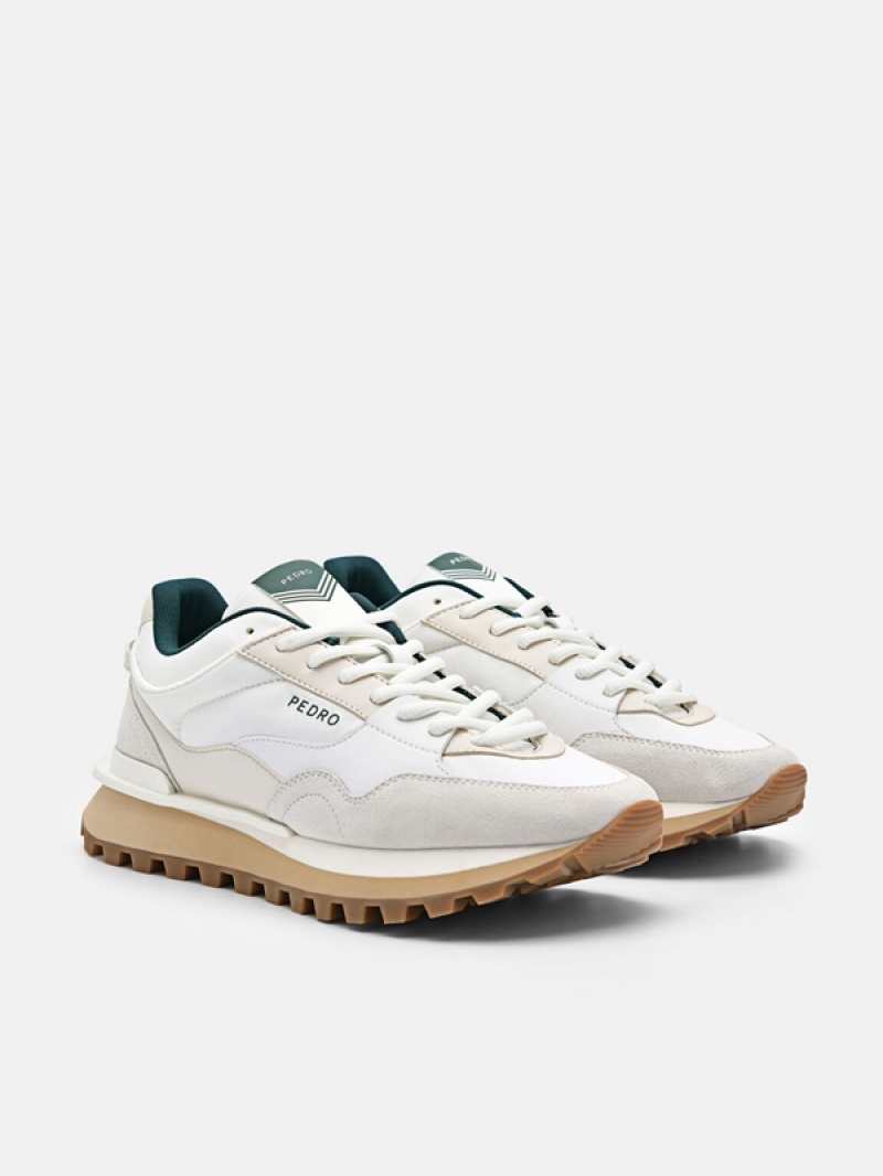 White Women's Pedro Stream Suede Sneakers | DHZOYT-735