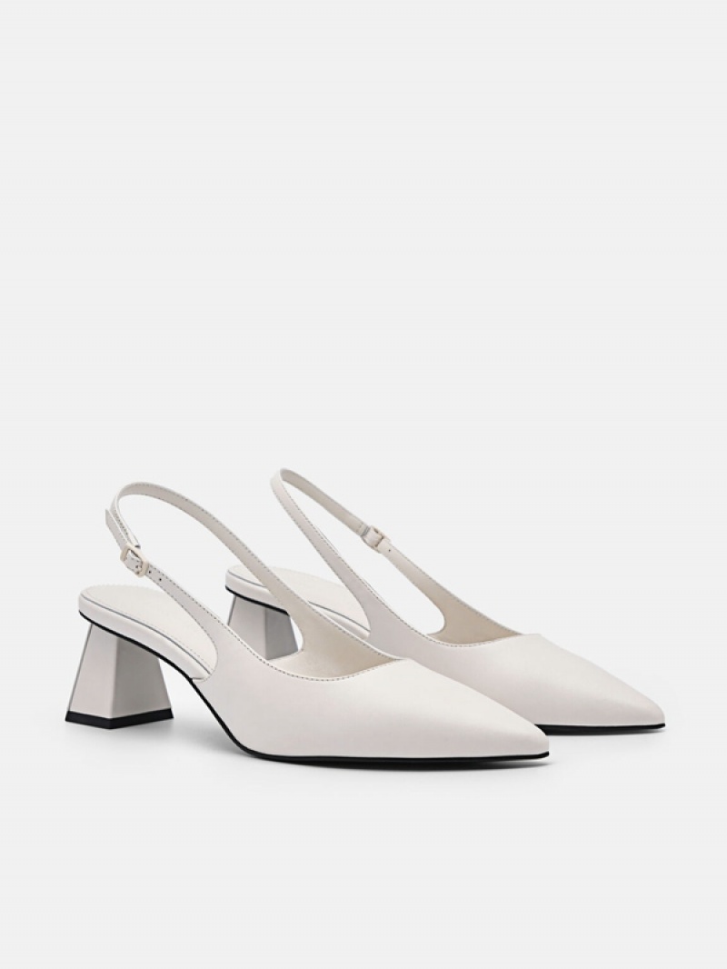 White Women's Pedro Studio Aly Leather Pumps | JQEWZR-634