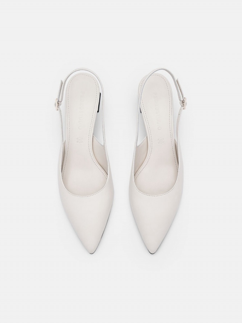 White Women's Pedro Studio Aly Leather Pumps | JQEWZR-634