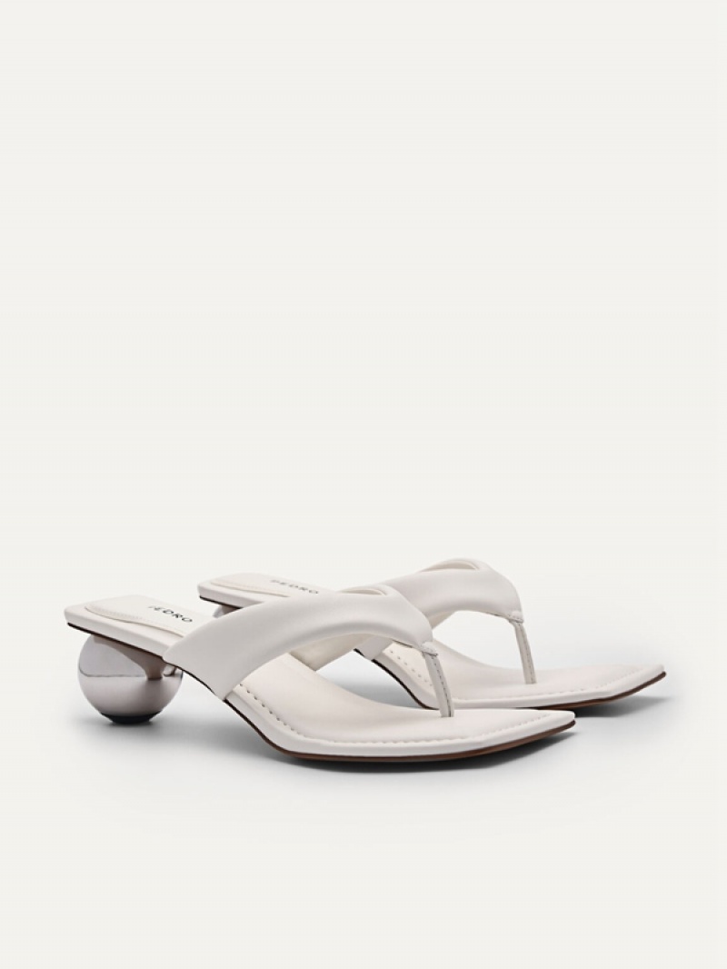 White Women's Pedro Vibe Heels Sandals | MKBSND-846