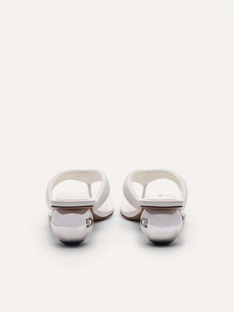 White Women's Pedro Vibe Heels Sandals | MKBSND-846