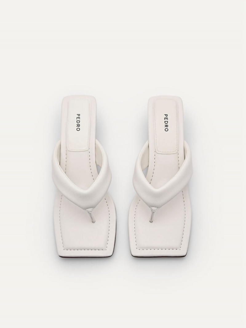 White Women's Pedro Vibe Heels Sandals | MKBSND-846