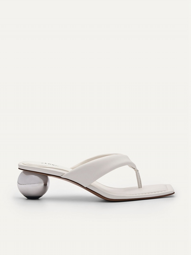 White Women\'s Pedro Vibe Heels Sandals | MKBSND-846