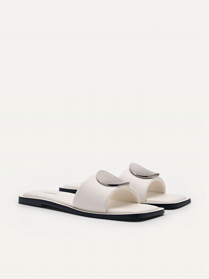 White Women's Pedro Vibe Square Toe Sandals | IUVLMH-982