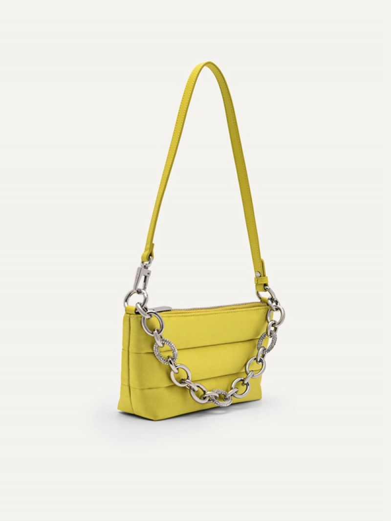 Yellow Women's Pedro Chain Link Textured Wallet | XBGQDH-754