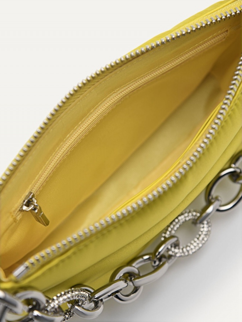 Yellow Women's Pedro Chain Link Textured Wallet | XBGQDH-754