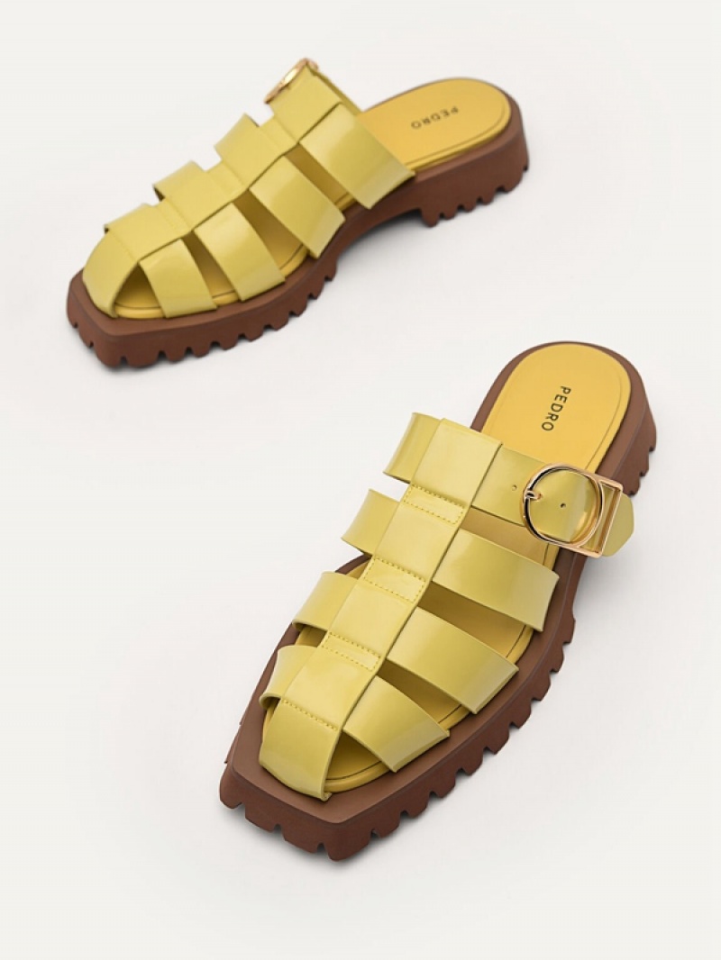 Yellow Women's Pedro Grapnel Chunky Mules | WSVGDJ-612