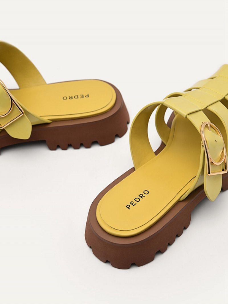 Yellow Women's Pedro Grapnel Chunky Mules | WSVGDJ-612