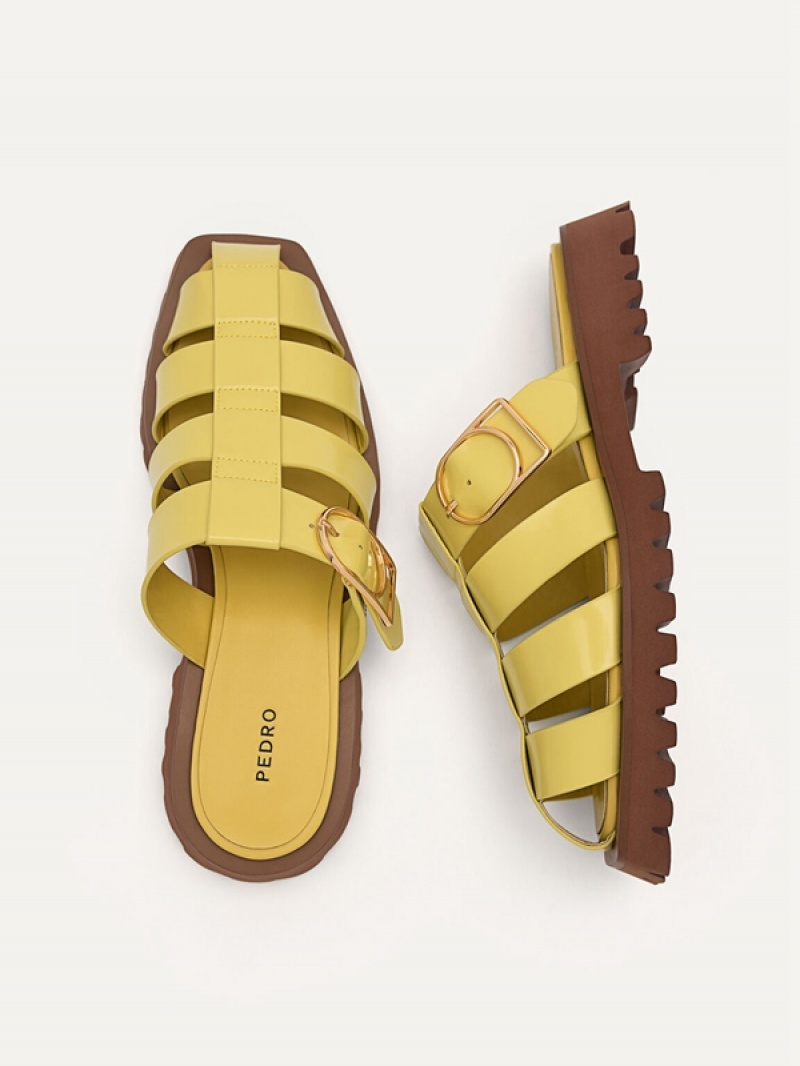 Yellow Women's Pedro Grapnel Chunky Mules | WSVGDJ-612