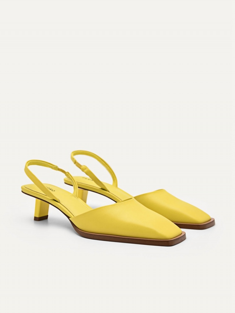 Yellow Women's Pedro Heel Slingback Heels Sandals | UMZLAT-837