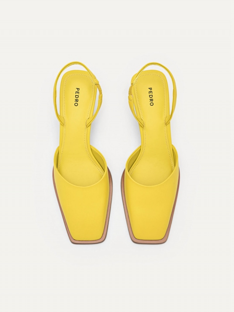 Yellow Women's Pedro Heel Slingback Heels Sandals | UMZLAT-837