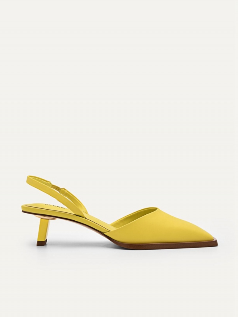 Yellow Women\'s Pedro Heel Slingback Heels Sandals | UMZLAT-837