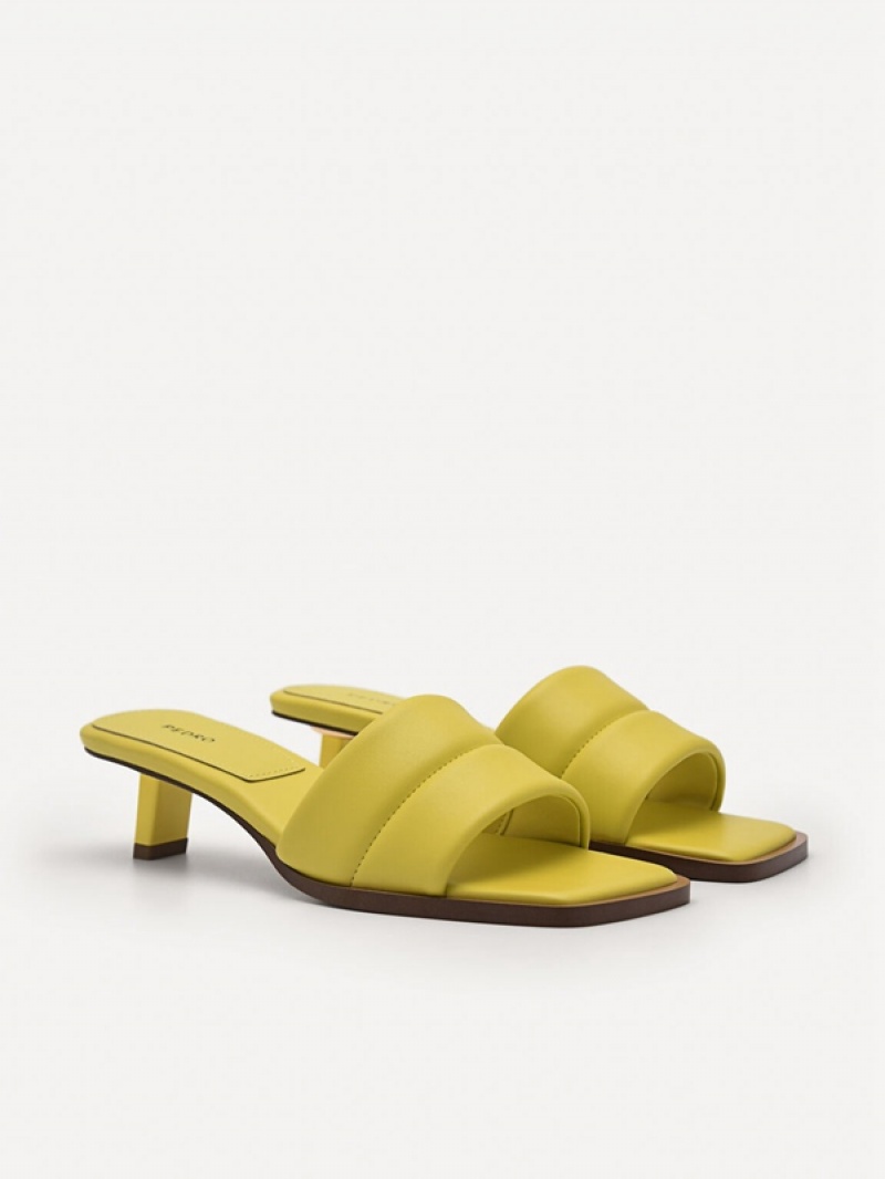 Yellow Women's Pedro Heel Slip-On Heels Sandals | LGEHPU-158