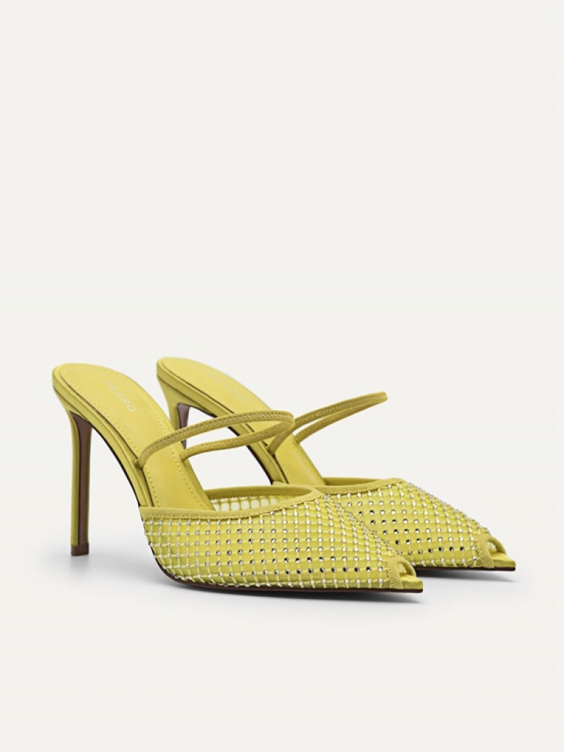 Yellow Women's Pedro Megan Mesh Slingback Pumps | NSRAJV-623