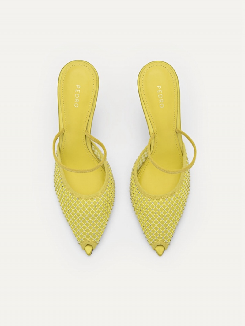 Yellow Women's Pedro Megan Mesh Slingback Pumps | NSRAJV-623