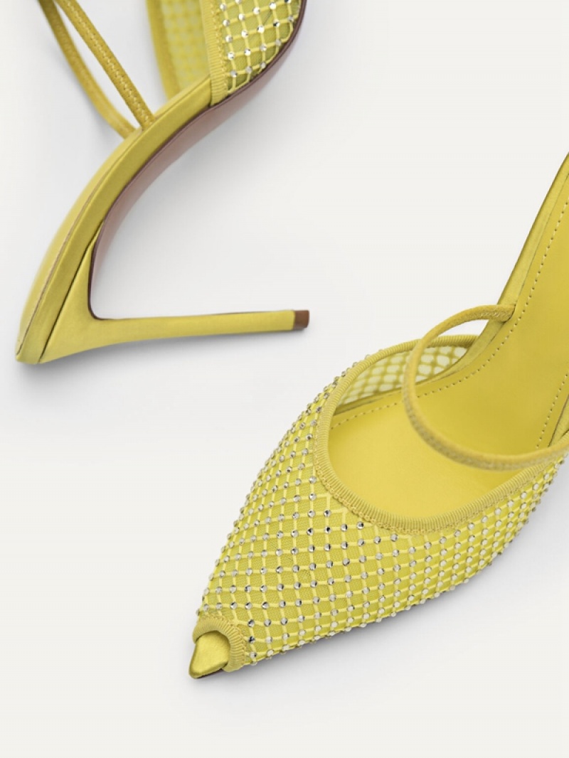 Yellow Women's Pedro Megan Mesh Slingback Pumps | NSRAJV-623